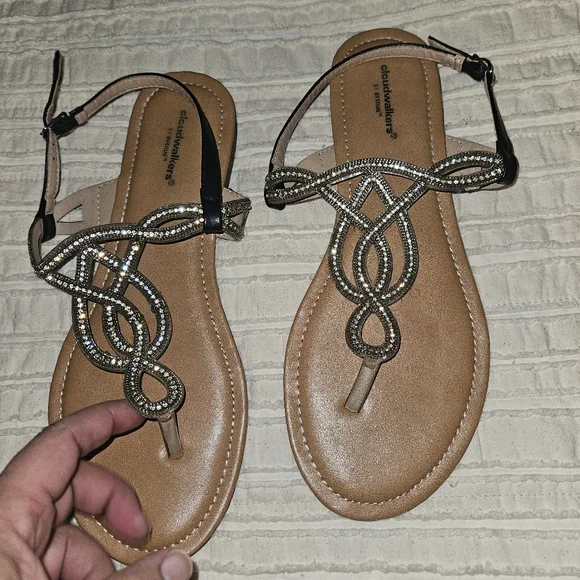 Cloudwalkers Bling Sandals Black 11W - Picture 2 of 7
